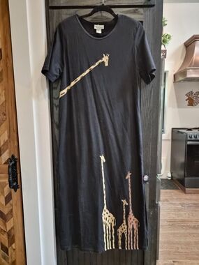 Black Giraffe Print Dress - Fine Line